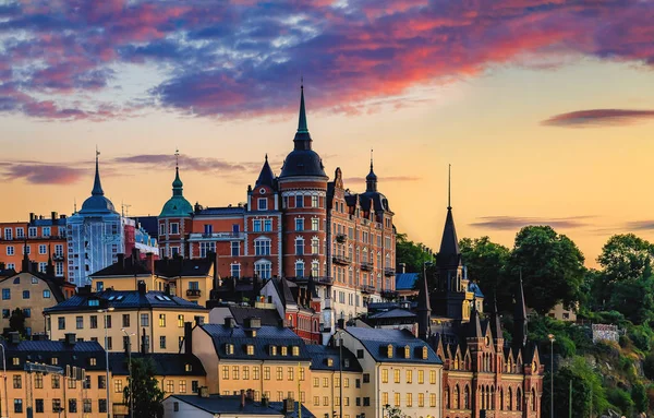View onto the gothic buildings of old town Stockholm in Sweden a — Stock Photo, Image