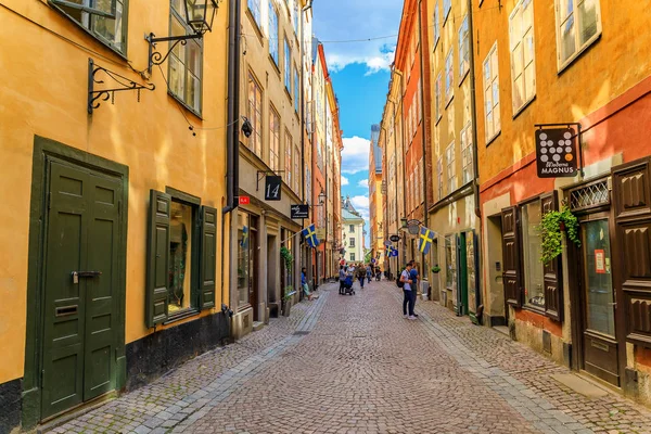 Ortaçağ geçitler ve Arnavut kaldırımlı sokakları eski şehir, Gamla Stan 