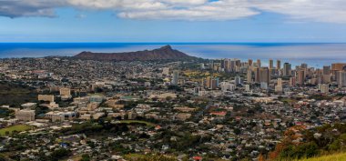 Honolulu şehir ve Diamond Head volkan Hawaii Panoraması