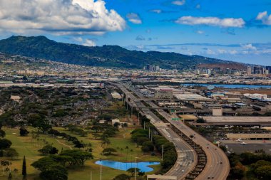 Honolulu Hawaii şehrin havadan görünümü