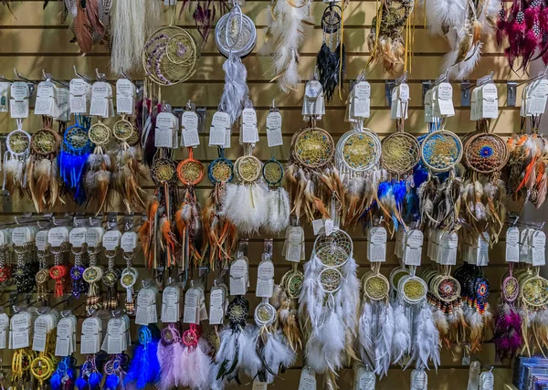 Souvenir dreamcatchers, First Nations or Native American Indian protection symbol at a tourist shop in Vancouver Canada — Stock Photo, Image