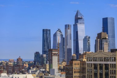 Manhattan, New York, Usa 'daki ikonik gökdelenlerin ve gökdelenlerin hava görüntüsü