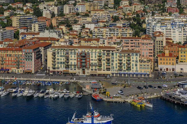 Nice França Maio 2019 Vista Barcos Litoral Casas Tradicionais Porto — Fotografia de Stock