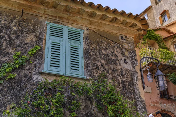 Pedra Exterior Edifícios Antigos Ruas Estreitas Pitoresca Cidade Medieval Eze — Fotografia de Stock