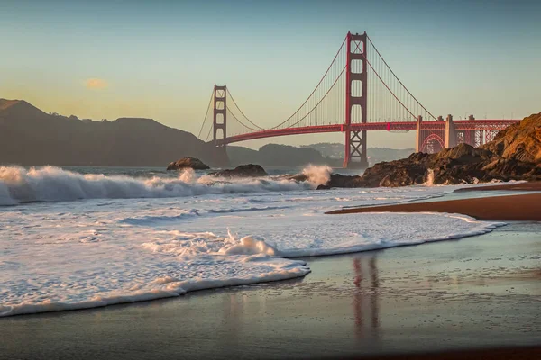 Vista Famosa Ponte Golden Gate Baker Beach Pôr Sol San — Fotografia de Stock