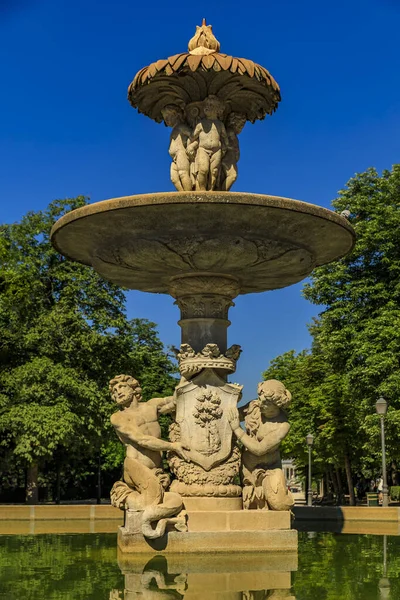 Detailaufnahme Des Barocken Artischockenbrunnens Oder Fuente Alcachofa Mit Triton Und — Stockfoto