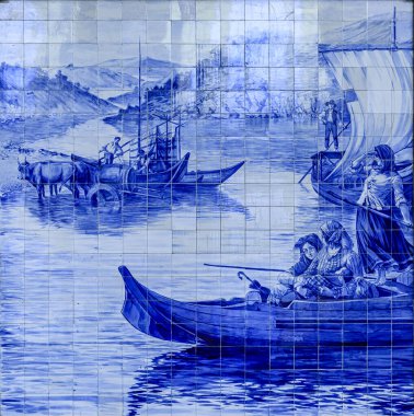 Porto, Portekiz 'deki Porto Sao Bento' nun ana giriş salonundaki 19. yüzyıl azulejo seramik işçiliğini ayrıntılarıyla anlat.
