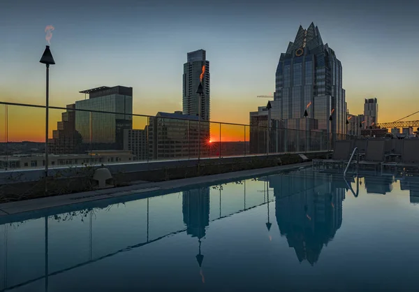 Austin Texas Usa January 2020 View Rooftop Pool Downtown Skyline — Stock Photo, Image