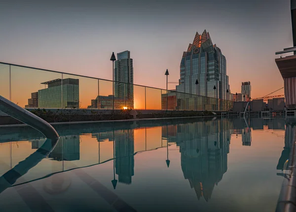 Austin Texas Usa January 2020 View Rooftop Pool Downtown Skyline — Stock Photo, Image