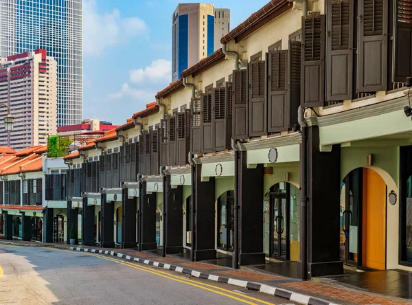 Traditional Archway Arcade Street Chinatown Singapore Colonial Shop Houses — Stock Photo, Image