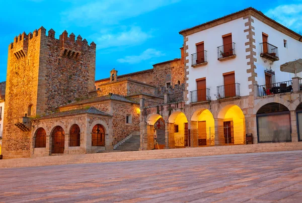 Caceres plaza mayor extremadura von spanien — Stockfoto