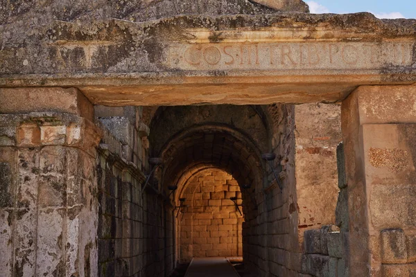 Merida in badajoz römisches amphitheater spanien — Stockfoto