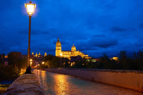 Salamanca günbatımı Roma köprüsü Tormes nehir