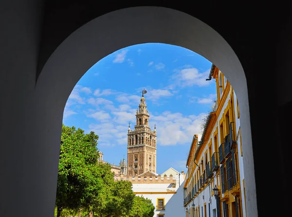 Sevilla cathedral Giralda-torony az Alcazar — Stock Fotó