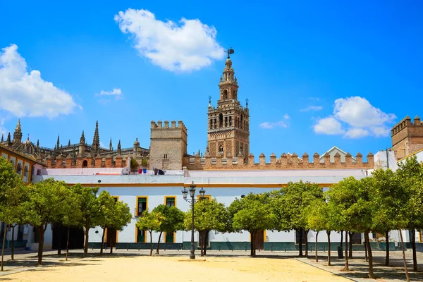 Sevilla Kathedrale Giralda Turm aus Alcazar — Stockfoto