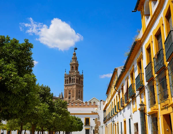 Catedral de Sevilla Torre Giralda desde Alcázar — Foto de Stock