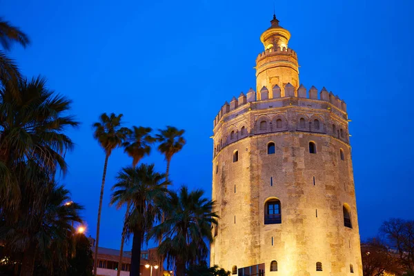 Seville torre del Oro sunset Sevilla Andalusia — Stockfoto