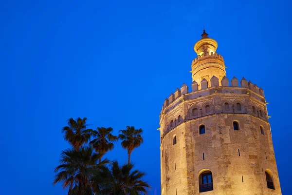 Sevilha torre del Oro pôr do sol Sevilha Andaluzia — Fotografia de Stock