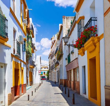 Triana barrio facades in Seville Andalusia Spain clipart