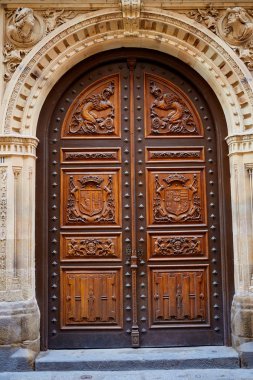 Zamora Diputacion wooden door in Spain clipart