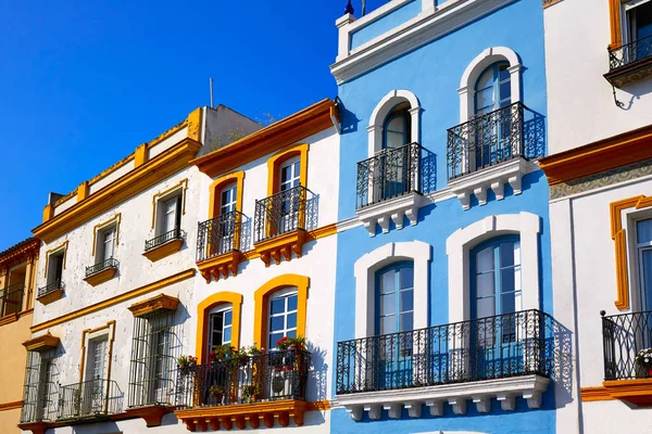 Triana barrio Seville facades Andalusia Spain — Stock Photo, Image