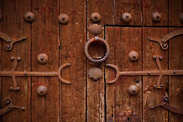 Detalhe de Zamora da velha porta de madeira envelhecida na Espanha — Fotografia de Stock