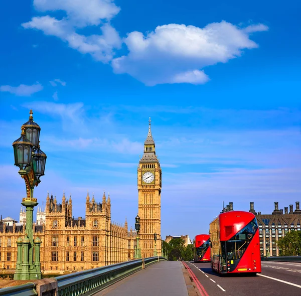 Big Ben Torre dell'orologio e autobus di Londra — Foto Stock