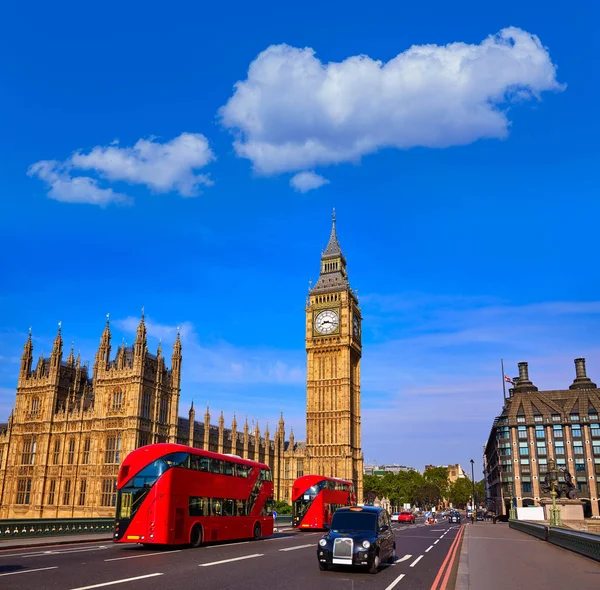 Big Ben-klokkentoren en London Bus — Stockfoto