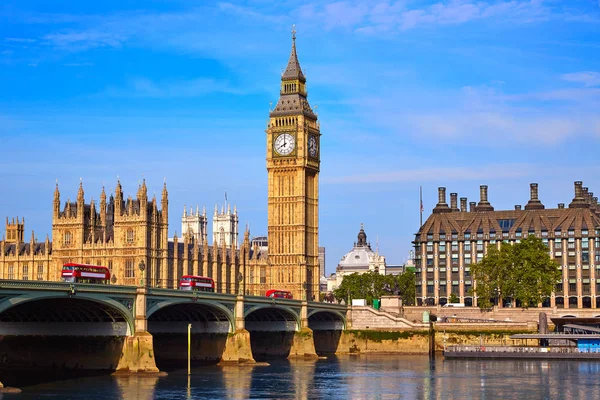 Big Ben Relógio Torre e rio Tamisa Londres — Fotografia de Stock