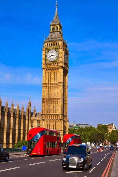 Big Ben-klokkentoren en London Bus — Stockfoto