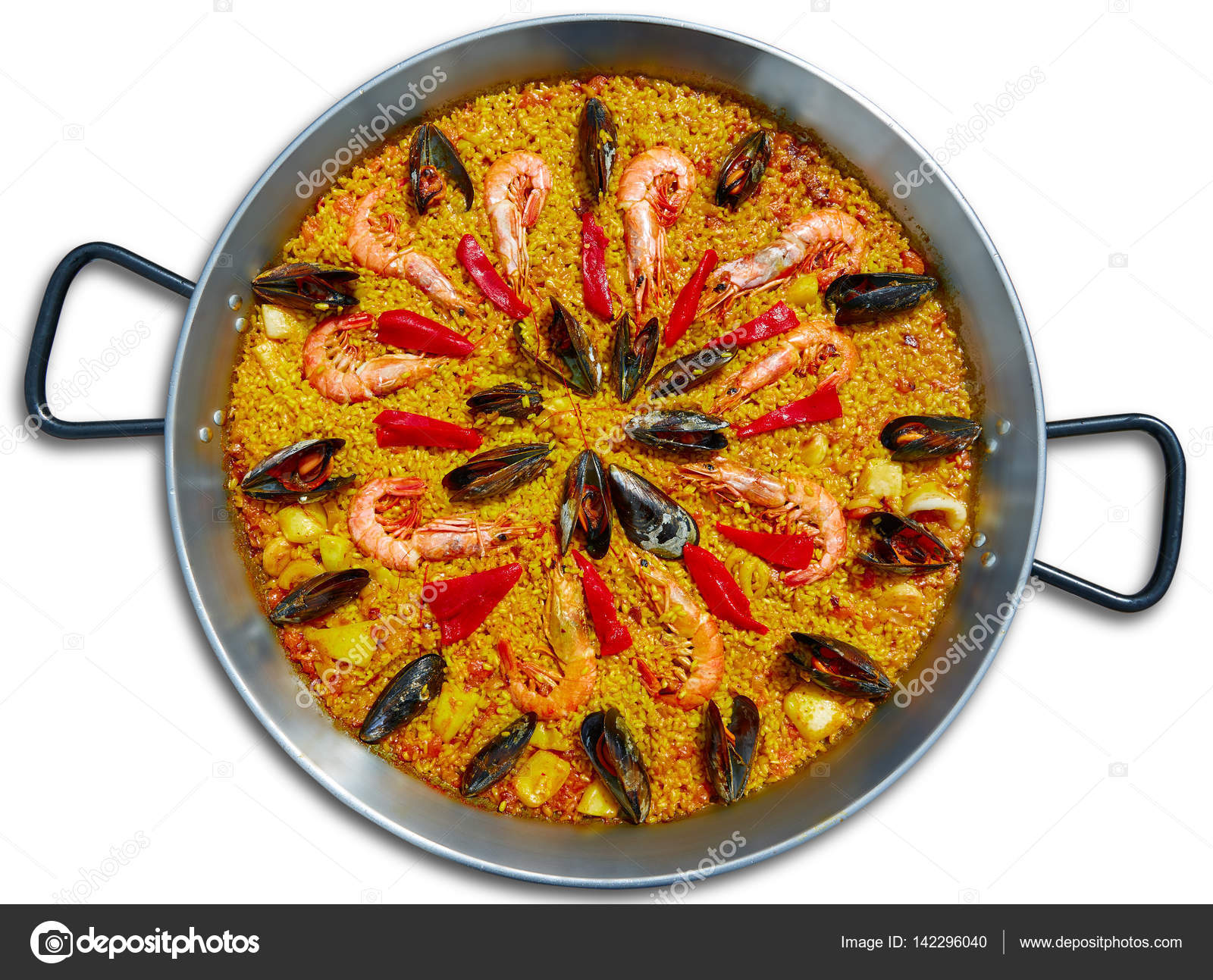 Paella de mariscos de España Valencia receta fotografía de stock