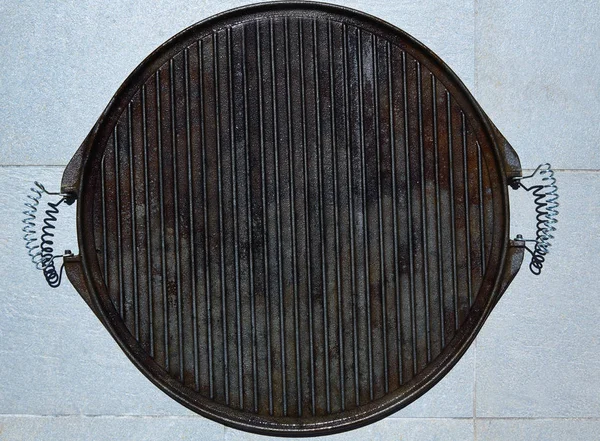 Grill aus Gusseisen Textur aus schwarzem Stahl — Stockfoto