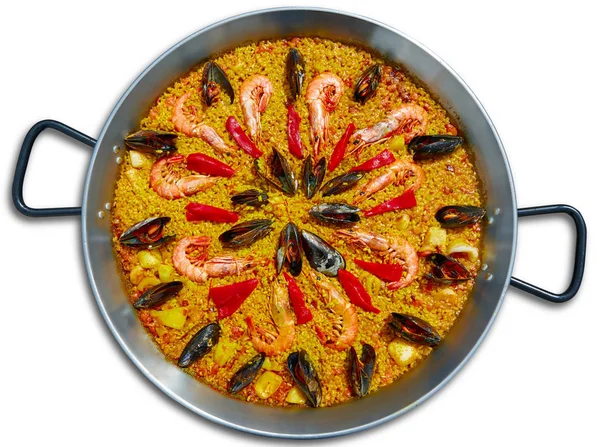 Seafood paella from Spain Valencia recipe — Stock Photo, Image