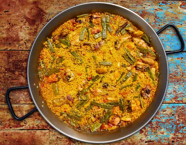 Паелья від Іспанії рис рецепт від Валенсії — стокове фото