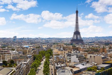 Paris Eiffel Kulesi ve manzarası hava Fransa