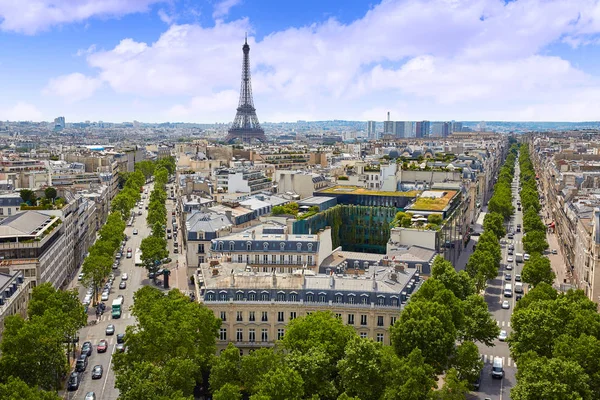 Paříž Eiffelova věž a kyline letecké Francie — Stock fotografie