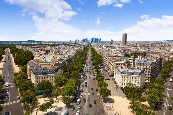 Skyline París Campos Elíseos y La Defensa — Foto de Stock