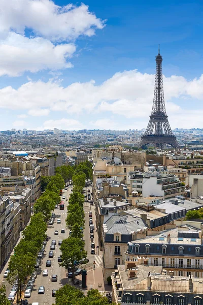 Tour Eiffel Paris et skyline France aérienne — Photo