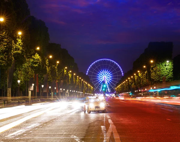 Champs Elysees de Paris ve Concorde günbatımı — Stok fotoğraf