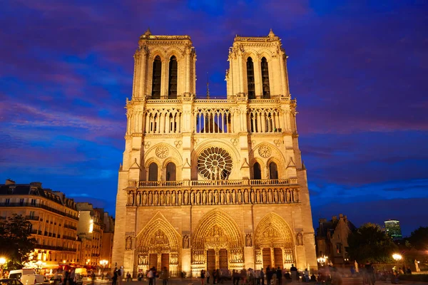 Notre Dame katedrális sunset Párizs Franciaország — Stock Fotó