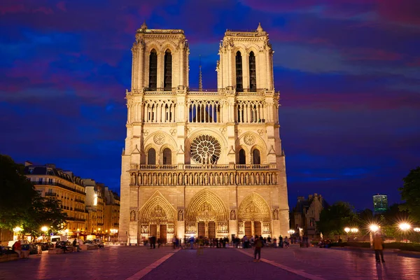 Notre Dame cathedral sunset in Paris France — Stock Photo, Image