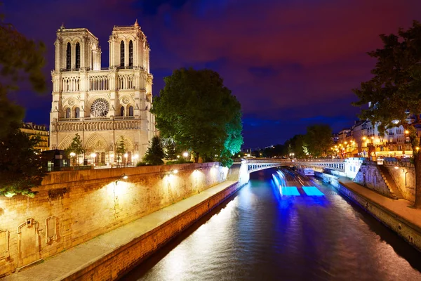 Notre Dame katedrális sunset Párizs Franciaország — Stock Fotó