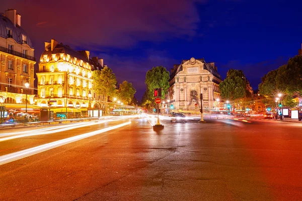 Paris Place de Saint Michel St coucher de soleil France — Photo