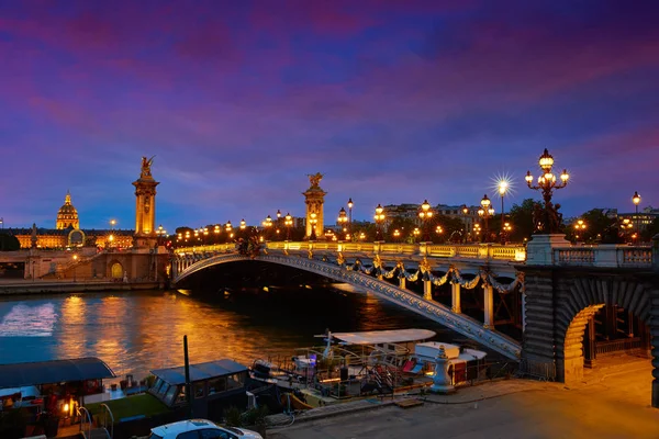 Pont Alexandre Iii Párizs Franciaország felett Szajna — Stock Fotó