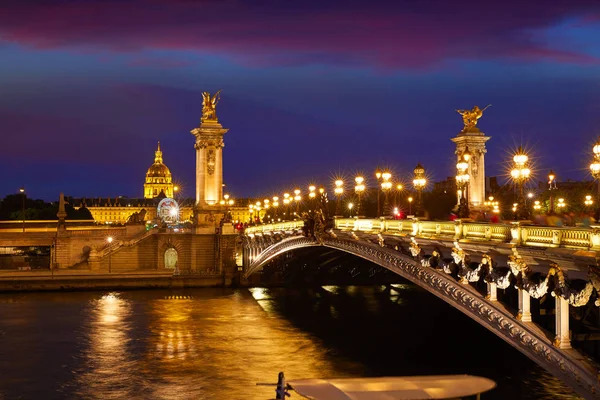 Pont Alexandre Iii Párizs Franciaország felett Szajna — Stock Fotó