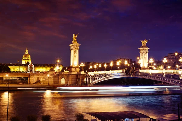 Pont Alexandre Iii Párizs Franciaország felett Szajna — Stock Fotó