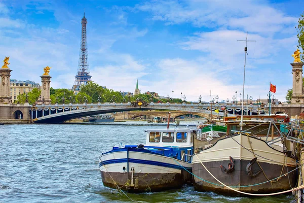 Pont Alexandre Iii Párizs Franciaország felett Szajna — Stock Fotó