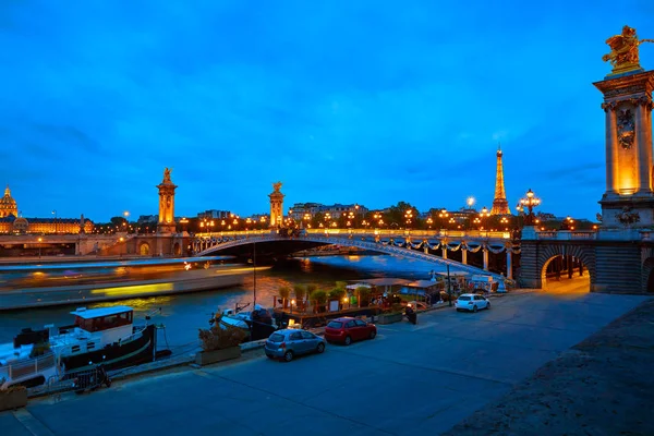 Pont Alexandre Iii Párizs Franciaország felett Szajna — Stock Fotó