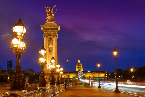 Pont Alexandre Iii Párizs Franciaország felett Szajna — Stock Fotó