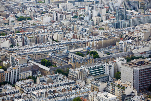 Aerial Paris city skyline in France